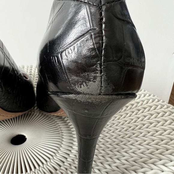 Sam Edelman Black Leather Croc Embossed Print High Heel Pumps Size 9 - Picture 8 of 10